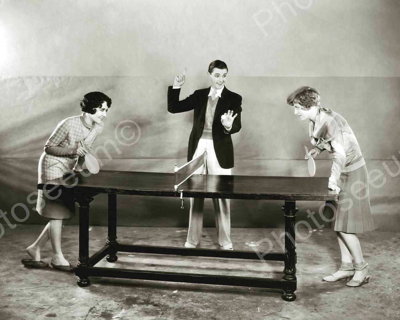 Ping Pong Game Vintage 8x10 Reprint Of Old Photo Photoseeum